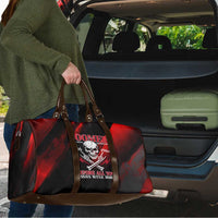 Boomer Generation Travel Bag with Skull Crossbones and Grunge Streak Pattern