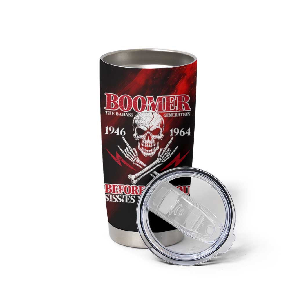 Boomer Generation Tumbler Cup with Skull Crossbones and Grunge Streak Pattern