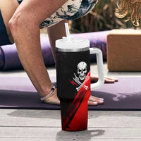 Boomer Generation Tumbler With Handle with Skull Crossbones and Grunge Streak Pattern