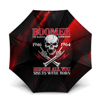 Boomer Generation Umbrella with Skull Crossbones and Grunge Streak Pattern