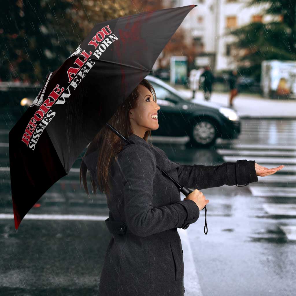 Boomer Generation Umbrella with Skull Crossbones and Grunge Streak Pattern