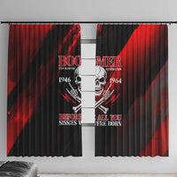 Boomer Generation Window Curtain with Skull Crossbones and Grunge Streak Pattern