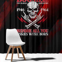 Boomer Generation Window Curtain with Skull Crossbones and Grunge Streak Pattern