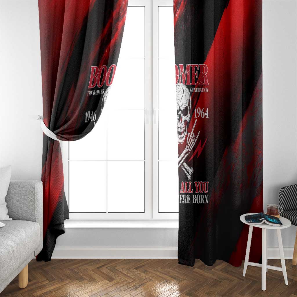 Boomer Generation Window Curtain with Skull Crossbones and Grunge Streak Pattern