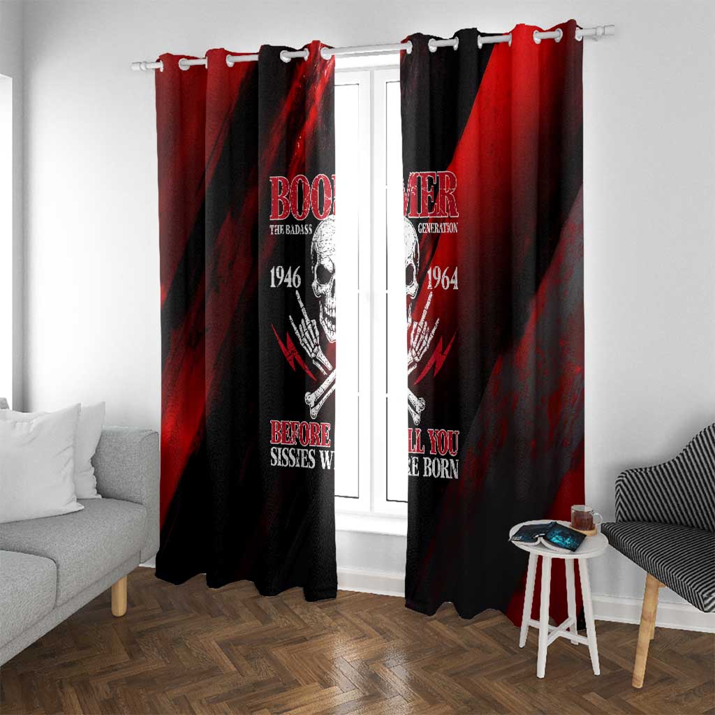 Boomer Generation Window Curtain with Skull Crossbones and Grunge Streak Pattern