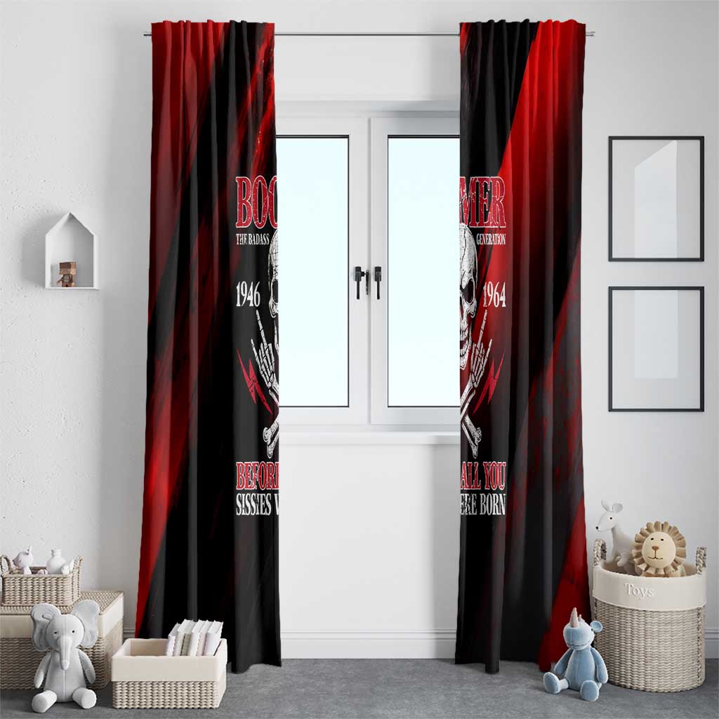Boomer Generation Window Curtain with Skull Crossbones and Grunge Streak Pattern