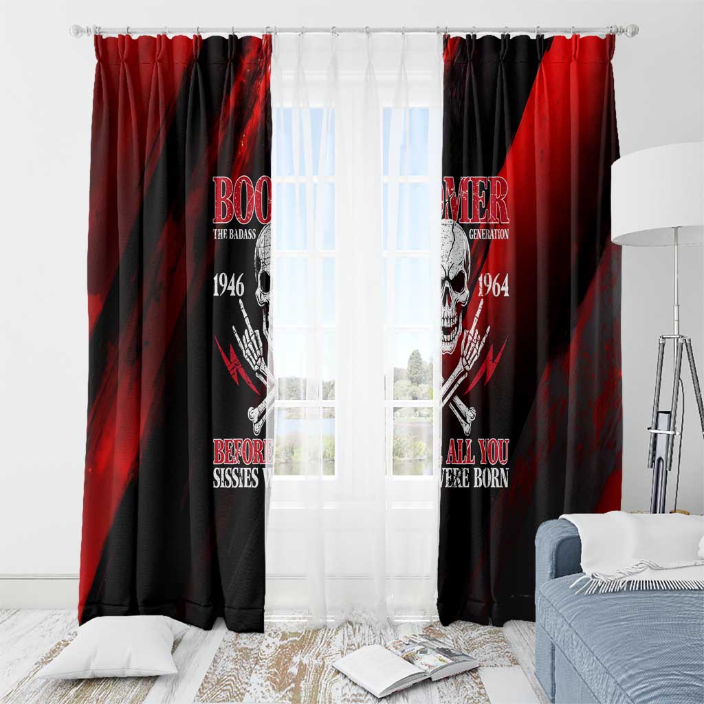 Boomer Generation Window Curtain with Skull Crossbones and Grunge Streak Pattern