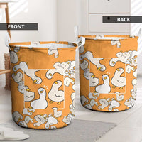 Chubby Duck Laundry Basket Shocked White Ducks Cartoon Doodle Pattern