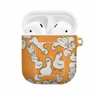 Chubby Duck AirPods Case Shocked White Ducks Cartoon Doodle Pattern