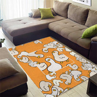 Chubby Duck Area Rug Shocked White Ducks Cartoon Doodle Pattern
