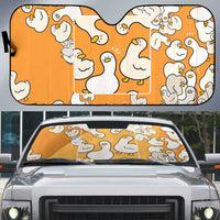 Chubby Duck Auto Sun Shade Shocked White Ducks Cartoon Doodle Pattern