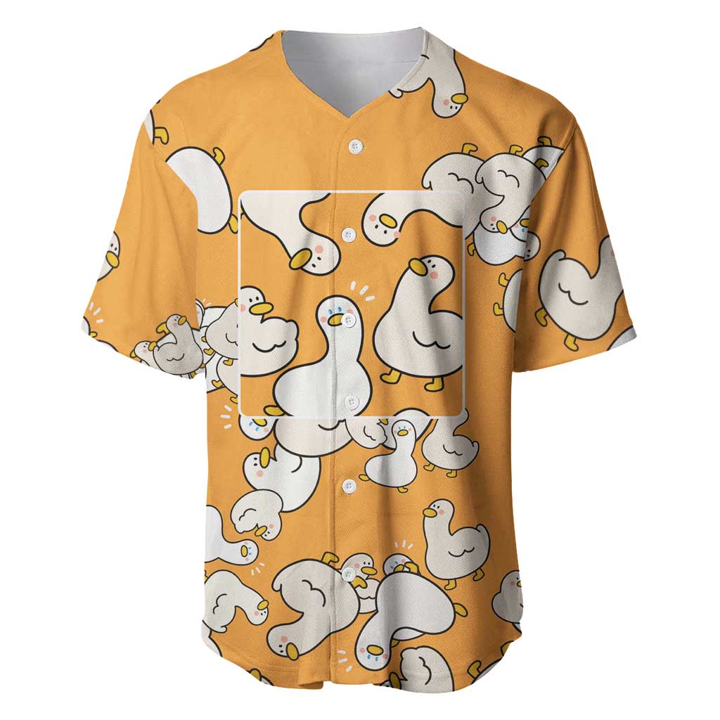 Chubby Duck Baseball Jersey Shocked White Ducks Cartoon Doodle Pattern