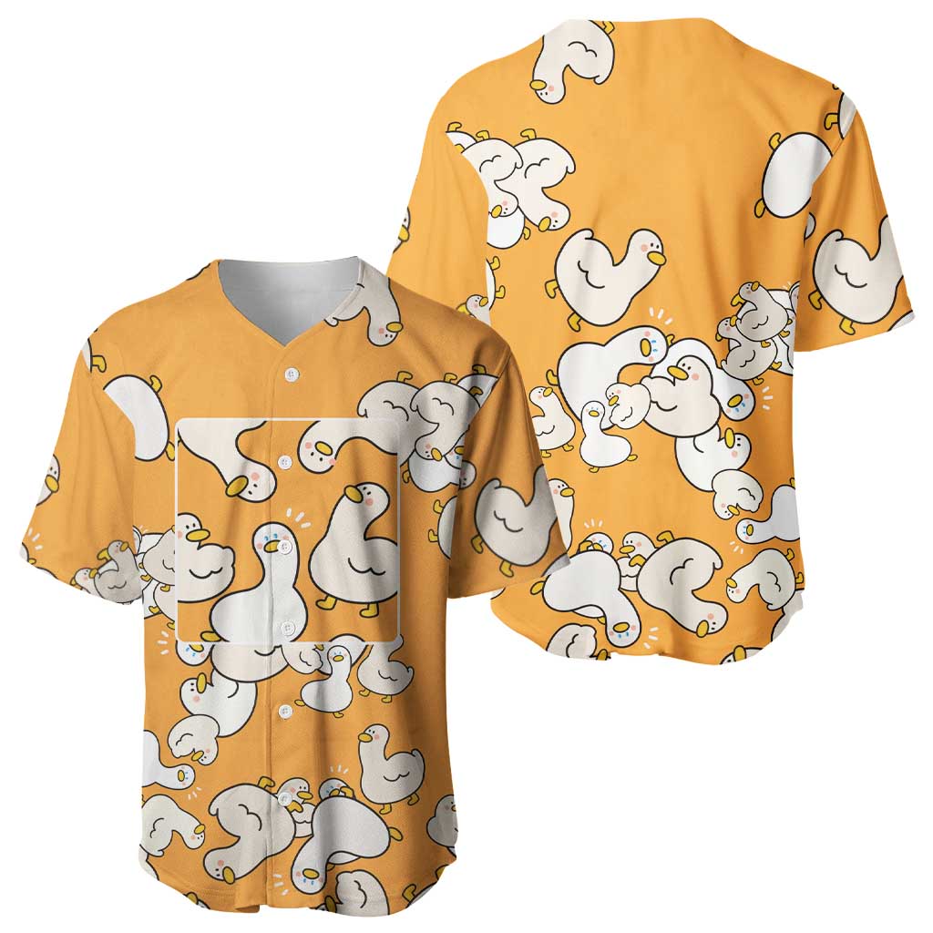 Chubby Duck Baseball Jersey Shocked White Ducks Cartoon Doodle Pattern