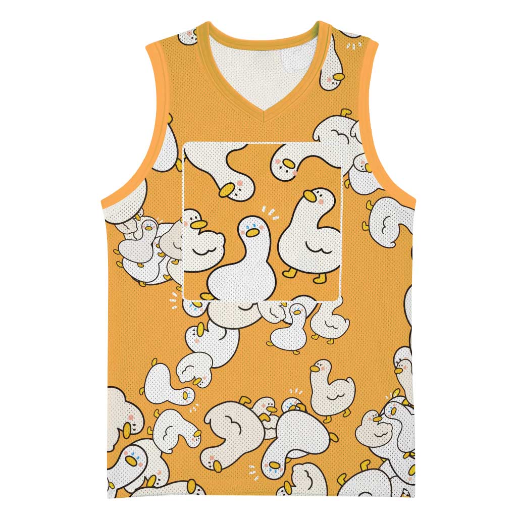 Chubby Duck Basketball Jersey Shocked White Ducks Cartoon Doodle Pattern