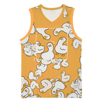 Chubby Duck Basketball Jersey Shocked White Ducks Cartoon Doodle Pattern