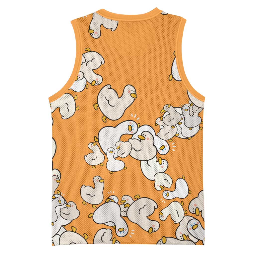 Chubby Duck Basketball Jersey Shocked White Ducks Cartoon Doodle Pattern