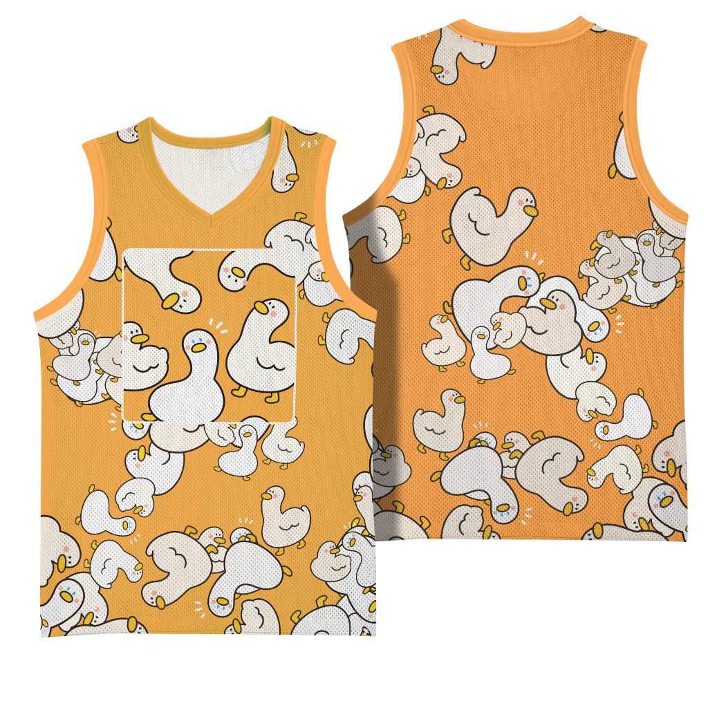 Chubby Duck Basketball Jersey Shocked White Ducks Cartoon Doodle Pattern