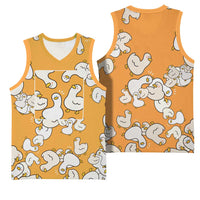 Chubby Duck Basketball Jersey Shocked White Ducks Cartoon Doodle Pattern