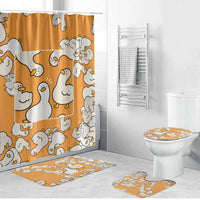 Chubby Duck Bathroom Set Shocked White Ducks Cartoon Doodle Pattern