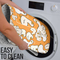 Chubby Duck Bathroom Set Shocked White Ducks Cartoon Doodle Pattern