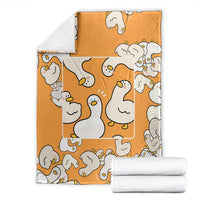 Chubby Duck Blanket Shocked White Ducks Cartoon Doodle Pattern