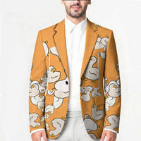 Chubby Duck Blazer Shocked White Ducks Cartoon Doodle Pattern