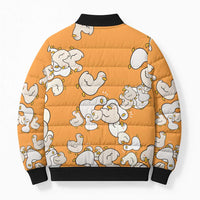Chubby Duck Bomber Puffer Jacket Shocked White Ducks Cartoon Doodle Pattern