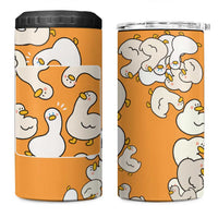 Chubby Duck 4 in 1 Can Cooler Tumbler Shocked White Ducks Cartoon Doodle Pattern