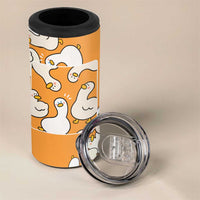 Chubby Duck 4 in 1 Can Cooler Tumbler Shocked White Ducks Cartoon Doodle Pattern
