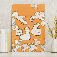Chubby Duck Canvas Wall Art Shocked White Ducks Cartoon Doodle Pattern