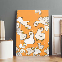 Chubby Duck Canvas Wall Art Shocked White Ducks Cartoon Doodle Pattern