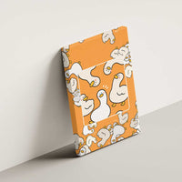Chubby Duck Canvas Wall Art Shocked White Ducks Cartoon Doodle Pattern