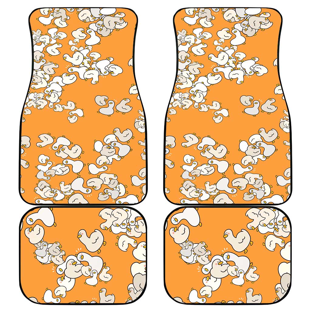 Chubby Duck Car Mats Shocked White Ducks Cartoon Doodle Pattern