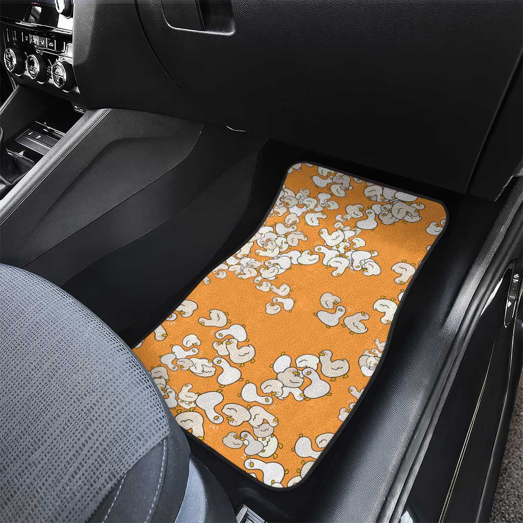 Chubby Duck Car Mats Shocked White Ducks Cartoon Doodle Pattern