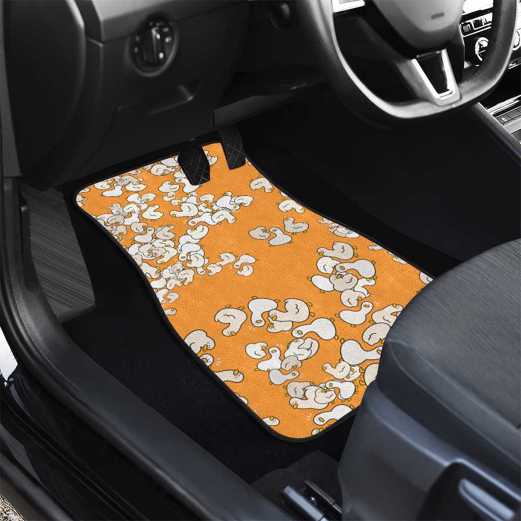 Chubby Duck Car Mats Shocked White Ducks Cartoon Doodle Pattern