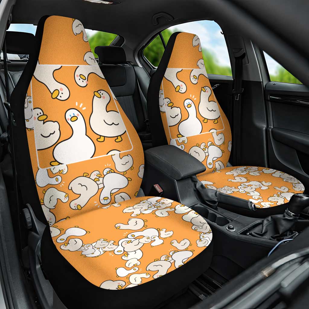 Chubby Duck Car Seat Cover Shocked White Ducks Cartoon Doodle Pattern