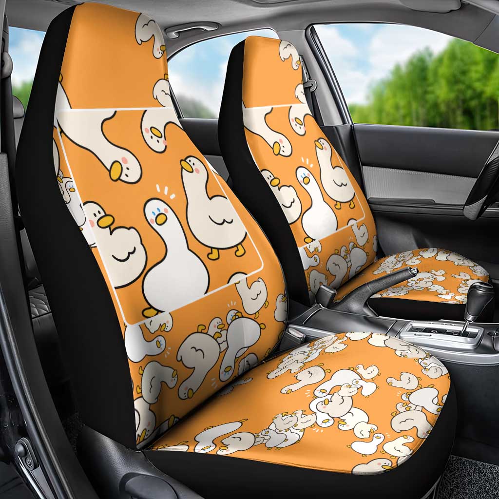 Chubby Duck Car Seat Cover Shocked White Ducks Cartoon Doodle Pattern