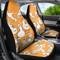 Chubby Duck Car Seat Cover Shocked White Ducks Cartoon Doodle Pattern