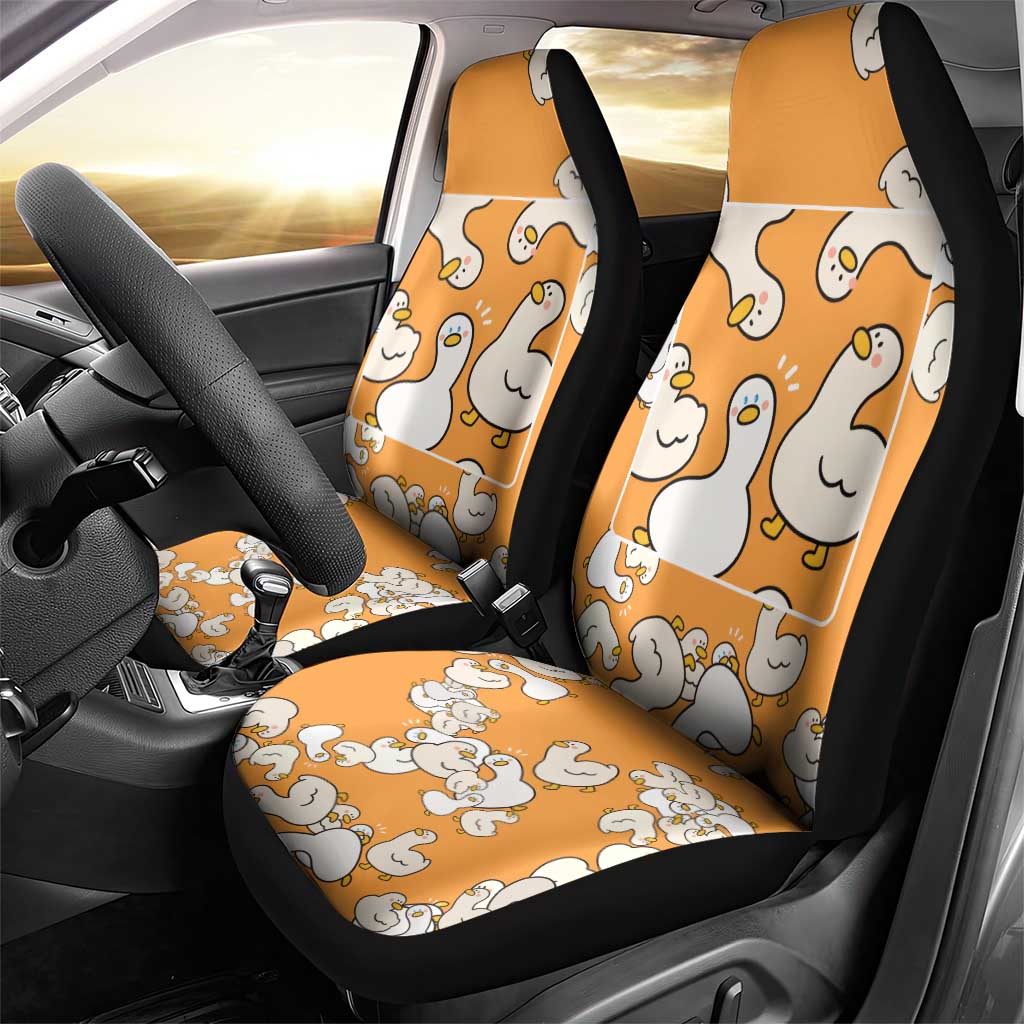 Chubby Duck Car Seat Cover Shocked White Ducks Cartoon Doodle Pattern