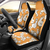 Chubby Duck Car Seat Cover Shocked White Ducks Cartoon Doodle Pattern
