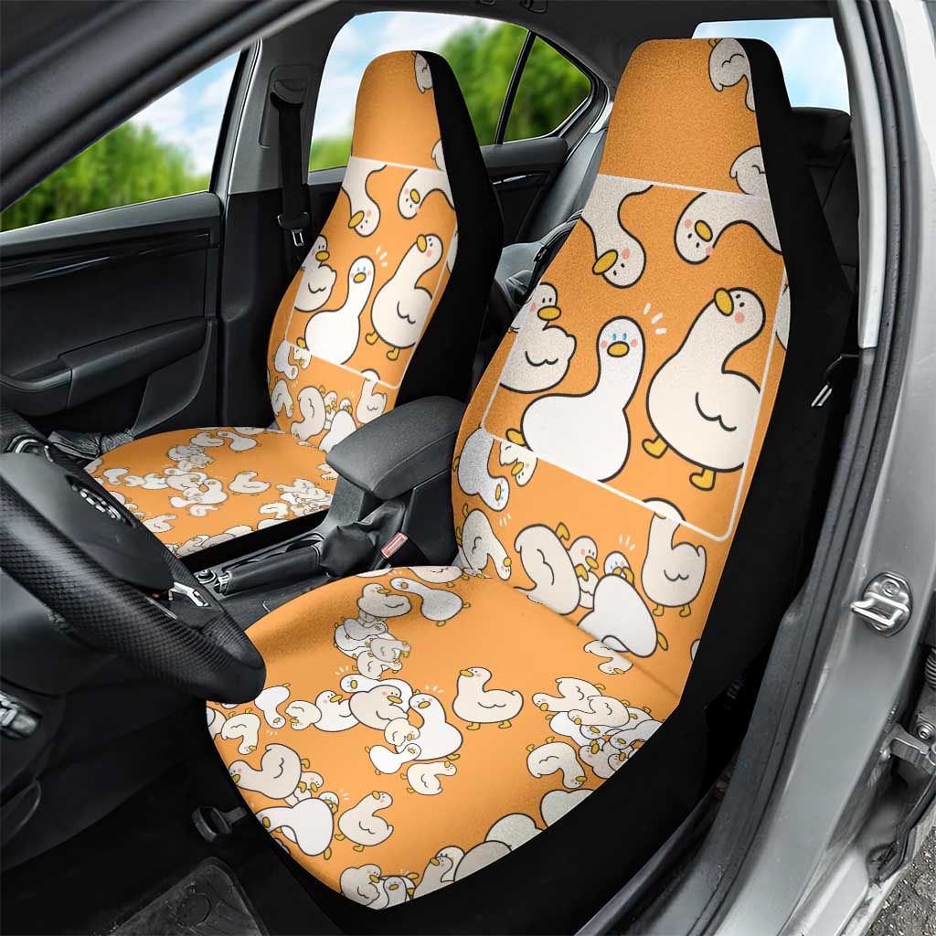 Chubby Duck Car Seat Cover Shocked White Ducks Cartoon Doodle Pattern