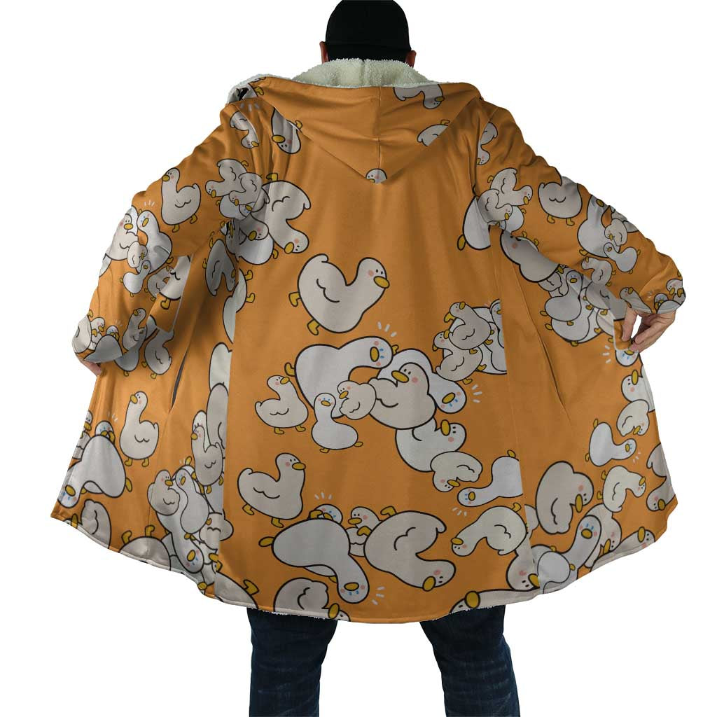Chubby Duck Cloak Shocked White Ducks Cartoon Doodle Pattern