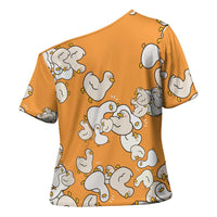 Chubby Duck Cross Shoulder Shirt Shocked White Ducks Cartoon Doodle Pattern