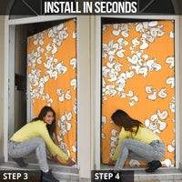 Chubby Duck Door Cover Shocked White Ducks Cartoon Doodle Pattern