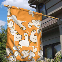 Chubby Duck Garden Flag Shocked White Ducks Cartoon Doodle Pattern