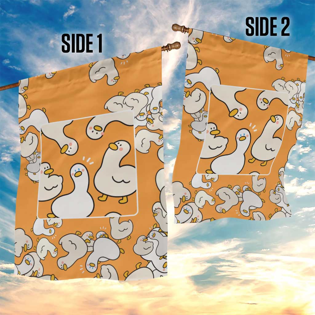 Chubby Duck Garden Flag Shocked White Ducks Cartoon Doodle Pattern