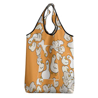 Chubby Duck Grocery Bag Shocked White Ducks Cartoon Doodle Pattern