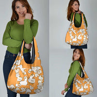 Chubby Duck Grocery Bag Shocked White Ducks Cartoon Doodle Pattern