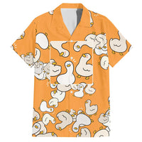 Chubby Duck Hawaiian Shirt Shocked White Ducks Cartoon Doodle Pattern