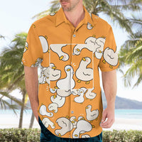 Chubby Duck Hawaiian Shirt Shocked White Ducks Cartoon Doodle Pattern
